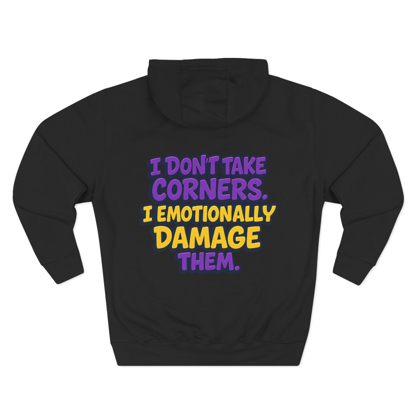 Funny JDM Car Hoodie - Lowered Coupe Cartoon & "I Don't Take Corners, I Emotionally Damage Them" - Drift, Stance, Turbo Gi