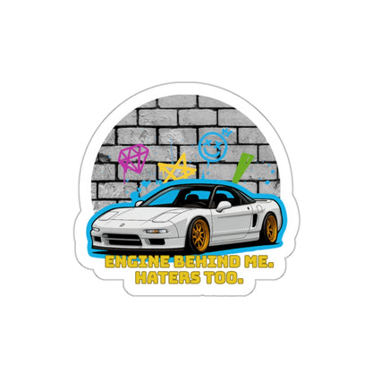 JDM NSX Sticker Engine Behind Me Haters Too Funny Car Vinyl Decal Drift Tuner Import Sticker for Laptops or Windows