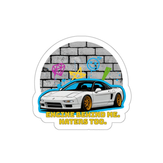 JDM NSX Sticker Engine Behind Me Haters Too Funny Car Vinyl Decal Drift Tuner Import Sticker for Laptops or Windows