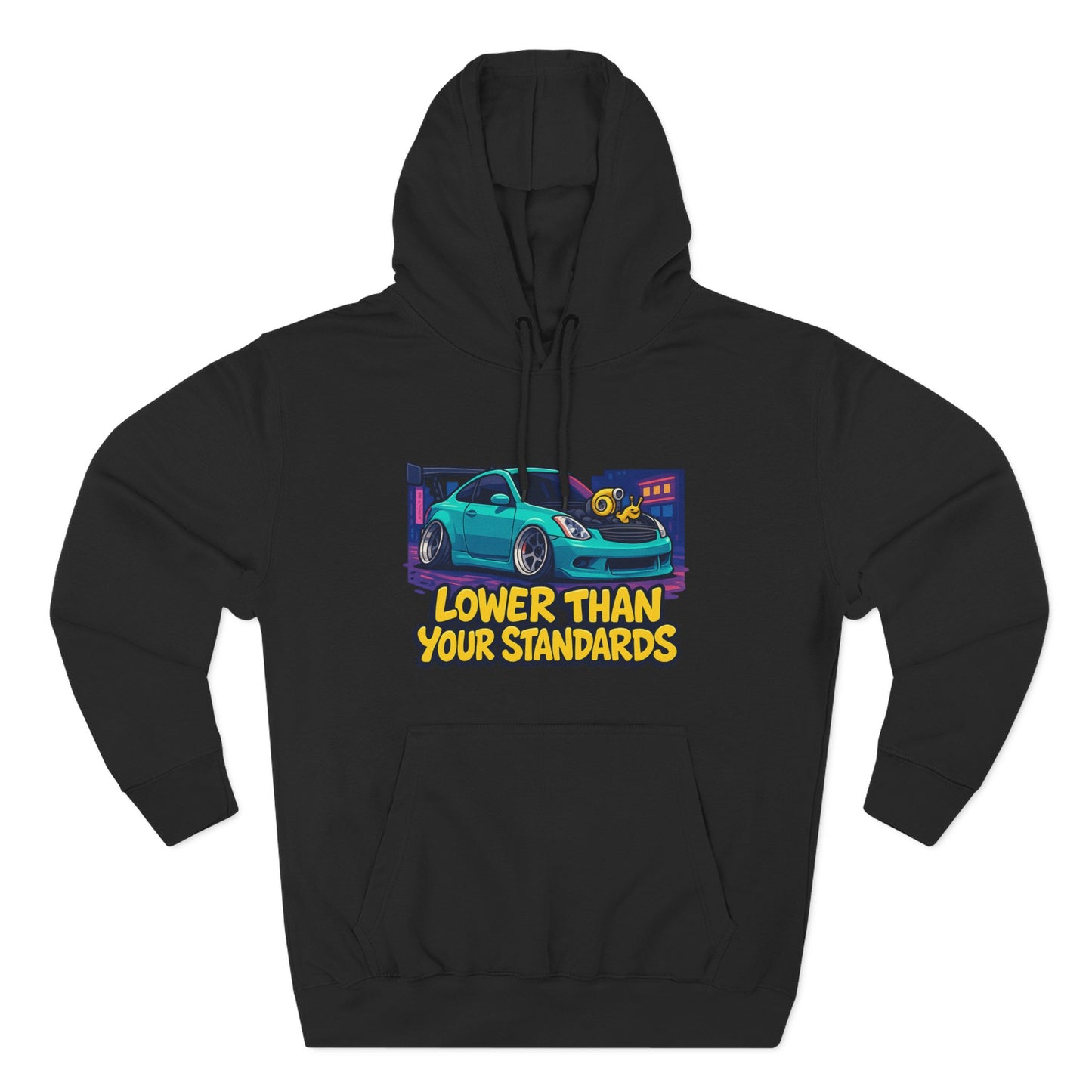 Funny JDM Car Hoodie - Lowered Coupe Cartoon & "I Don't Take Corners, I Emotionally Damage Them" - Drift, Stance, Turbo Gi