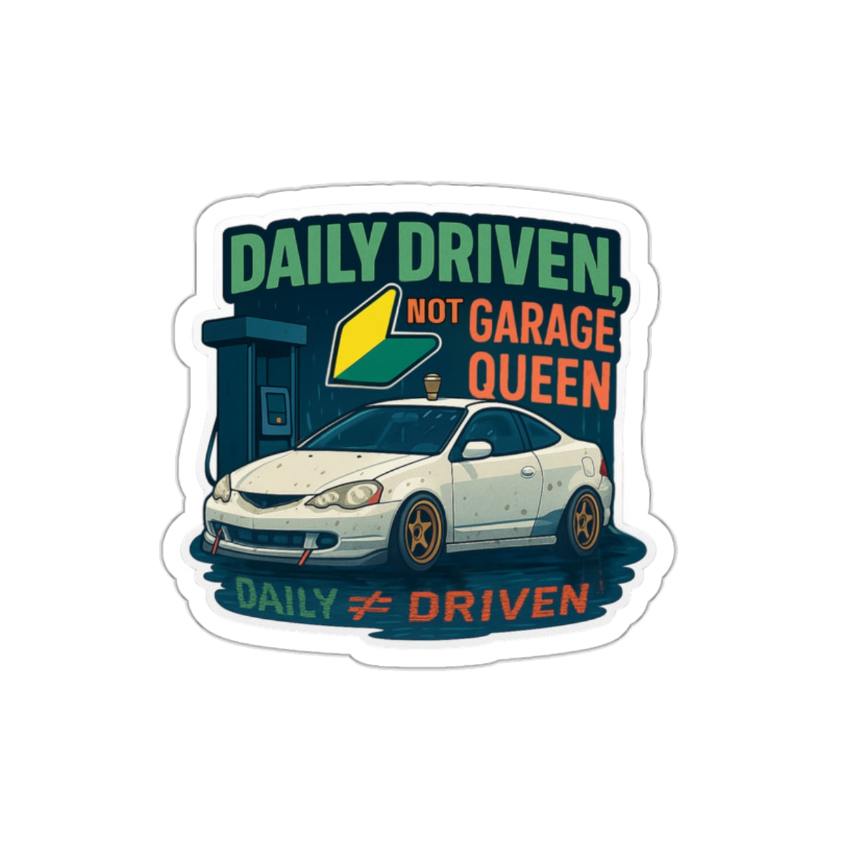 Daily Driven JDM Sticker Dirty RSX Decal in 2in 3in or 4in Vinyl Not Garage Queen Tuner Car Gift for Honda Acura Fans