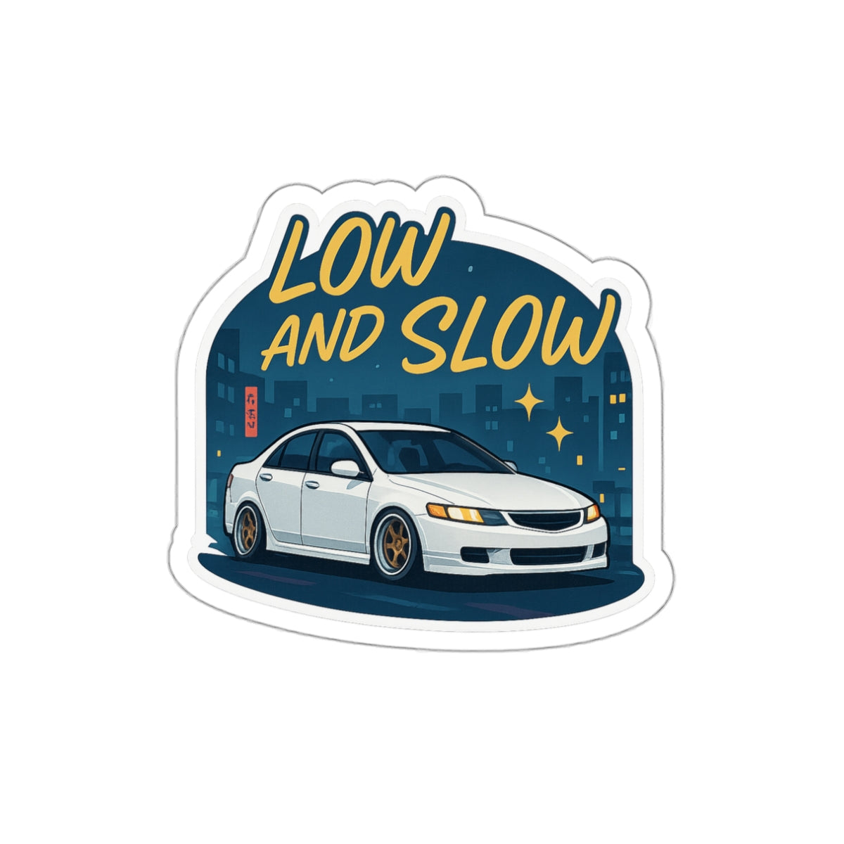 Low and Slow JDM Sticker White Acura TSX Car Decal in 2in 3in or 4in Matte Vinyl Street Racer Gift for Honda Tuner Fans