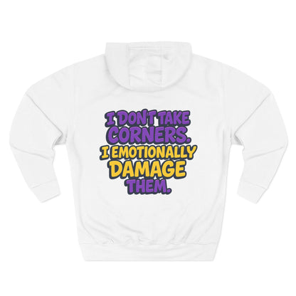 Funny JDM Car Hoodie - Lowered Coupe Cartoon & "I Don't Take Corners, I Emotionally Damage Them" - Drift, Stance, Turbo Gi