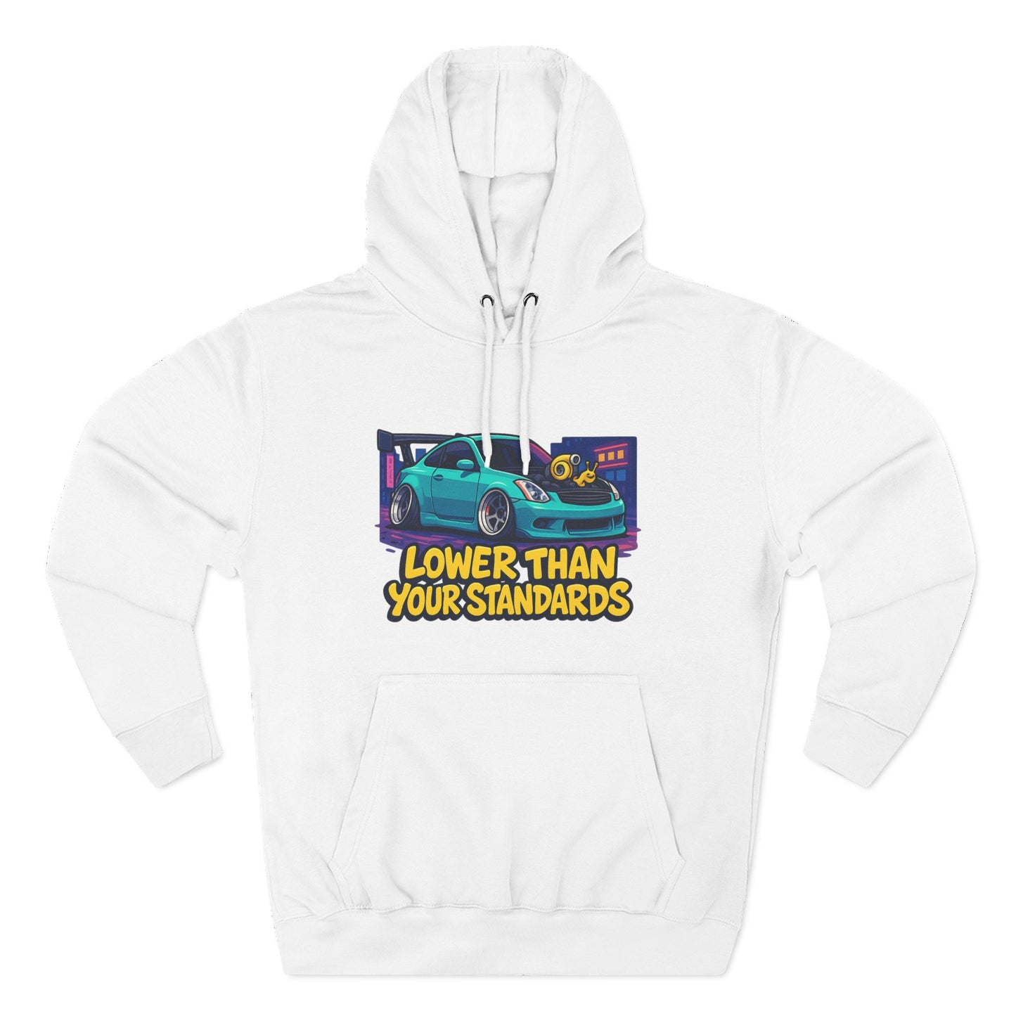 Funny JDM Car Hoodie - Lowered Coupe Cartoon & "I Don't Take Corners, I Emotionally Damage Them" - Drift, Stance, Turbo Gi