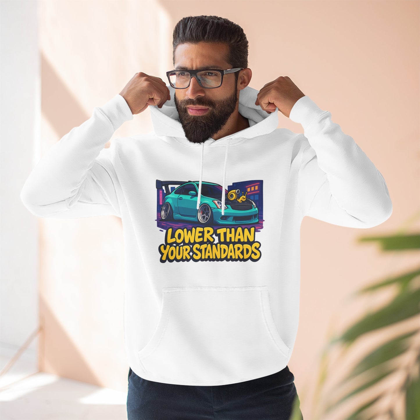 Funny JDM Car Hoodie - Lowered Coupe Cartoon & "I Don't Take Corners, I Emotionally Damage Them" - Drift, Stance, Turbo Gi